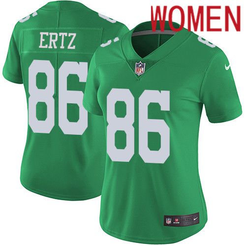 Women Philadelphia Eagles 86 Zach Ertz Nike Green Vapor Limited Rush NFL Jersey